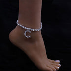 Rhinestone Letter Anklet
