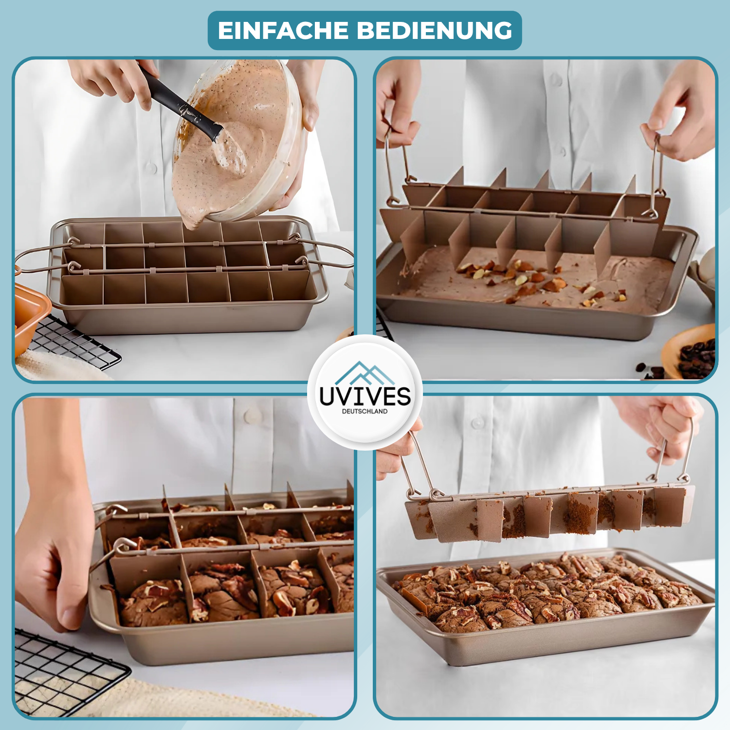 Non-Stick Baking Pan with Divider | 18 Perfect Portions | Even Heat Distribution | CookieCraft
