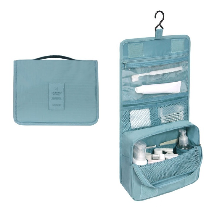 TravelEase – Water-repellent Cosmetic Bag with Hook and Compartments | Travel Toiletry Bag