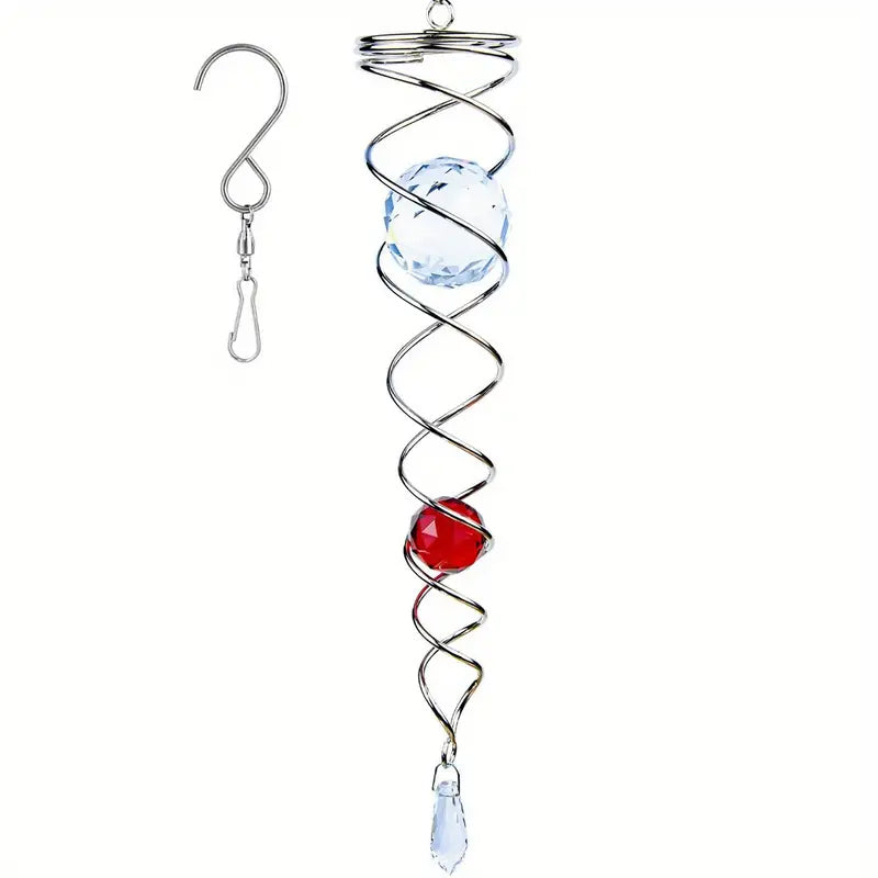Wind Chimes Decor Crystal Gazing Ball Spiral Tail Wind Spinner Stabilizer