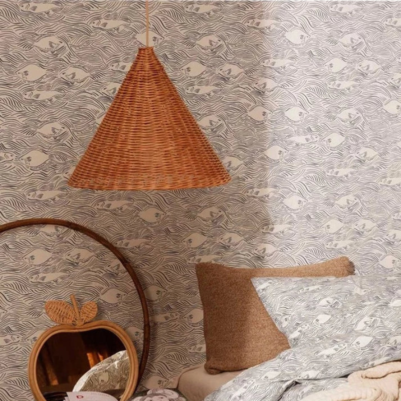 Scandinavian LED Pendant Lamp Made of Bamboo