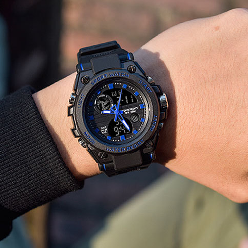Men's Double Display Waterproof Luminous Watch