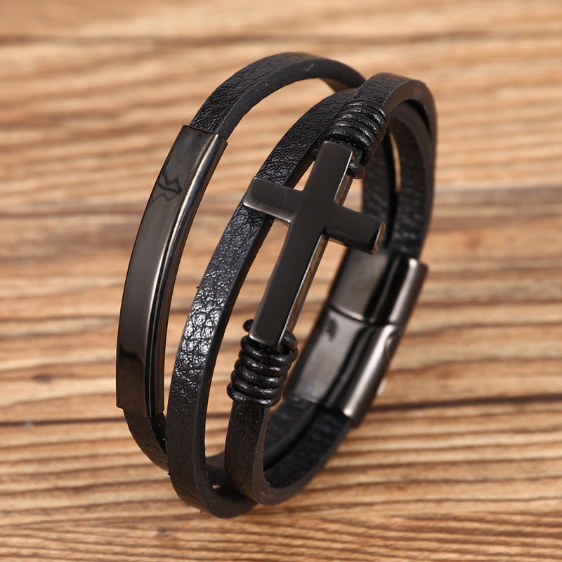 Multi-layered cross bracelet
