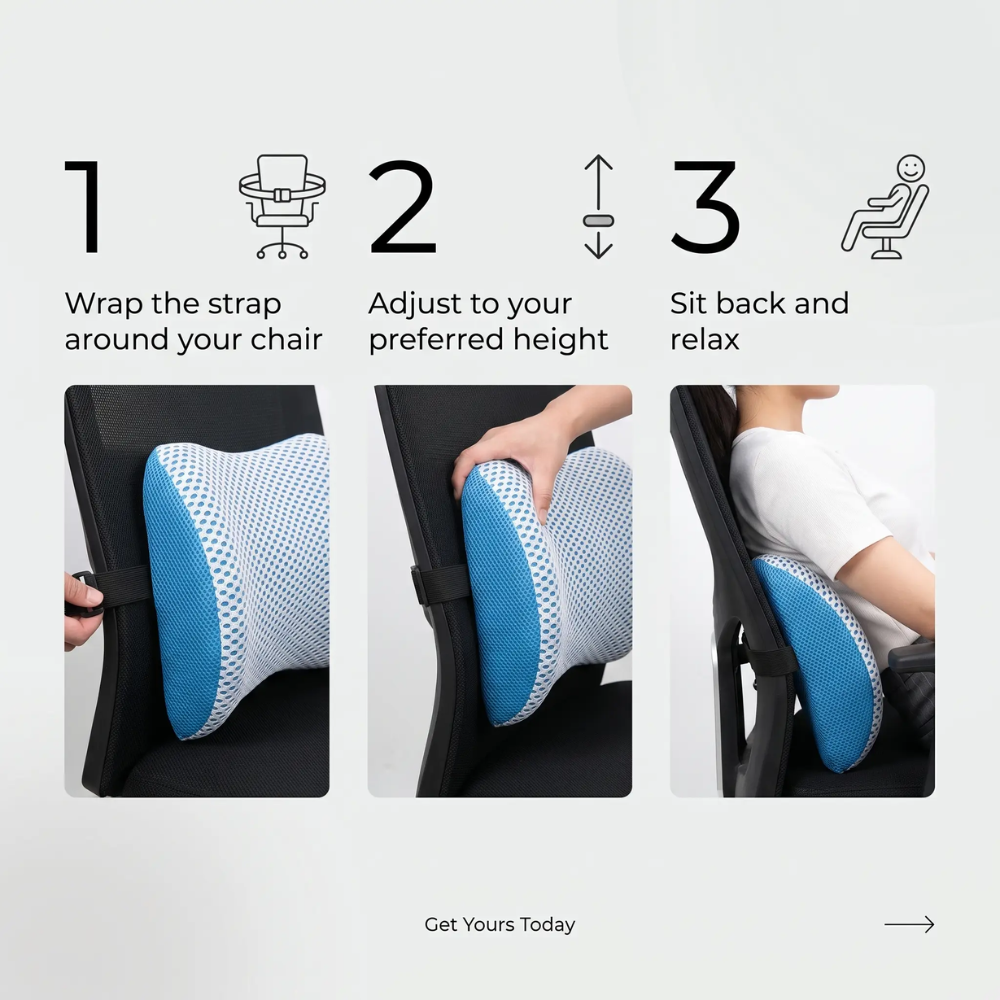 Lumbar Support Pillow CoreComfort – Orthopedic Memory Foam Back Cushion for Healthy Posture