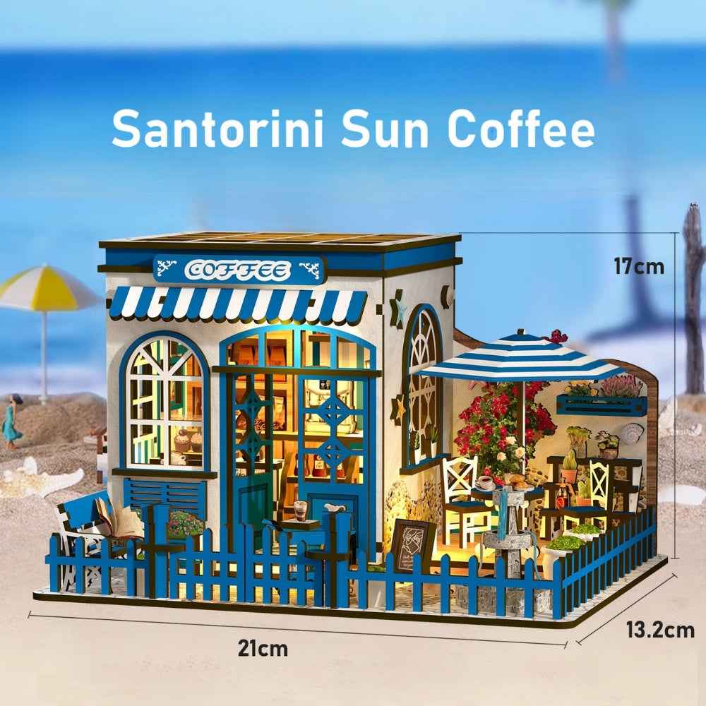 Santorini Sun Coffee DIY Mini House Kit ｜DIY Miniature Kit