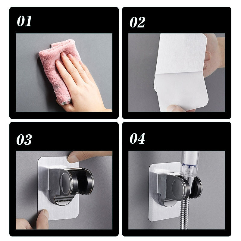 Self-adhesive shower head holder