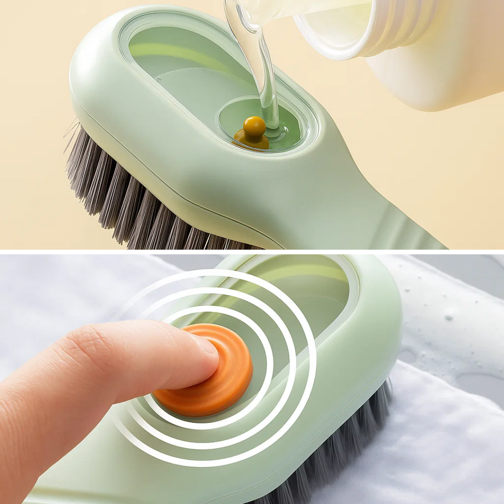 Built-in Soap Dispenser – Soft Non-Scratch Bristles – Quick Shoe Cleaning – Protects Delicate Materials