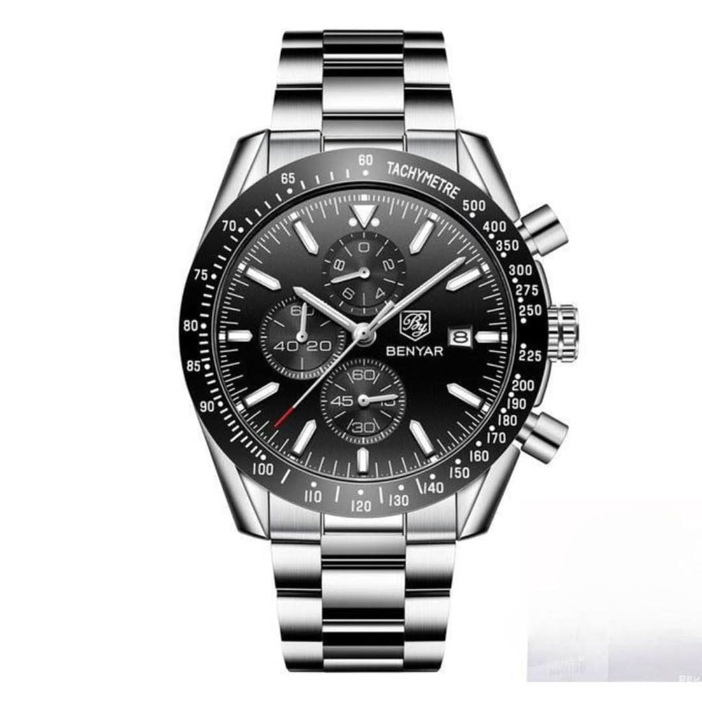 Men’s Waterproof Quartz Watch with Leather Strap