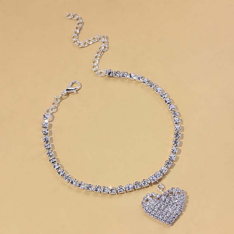 Fashion Heart Rhinestone Anklet