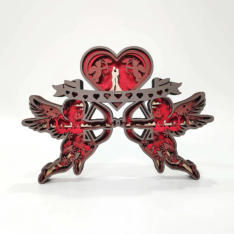 Valentine's Day 3D Wooden Carving Ornaments