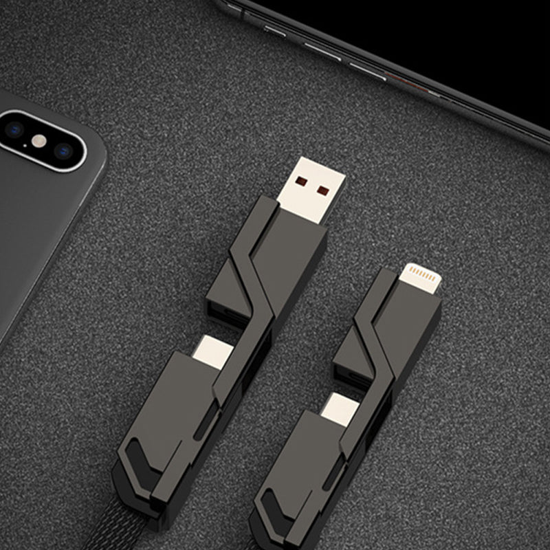 4-in-1 braided anti-tangle charging cable