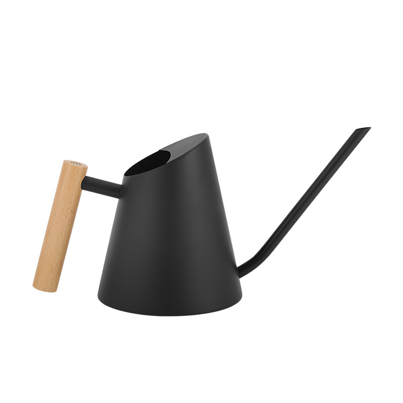 Modern watering can with wooden handle – Stylish watering can for plants in the garden