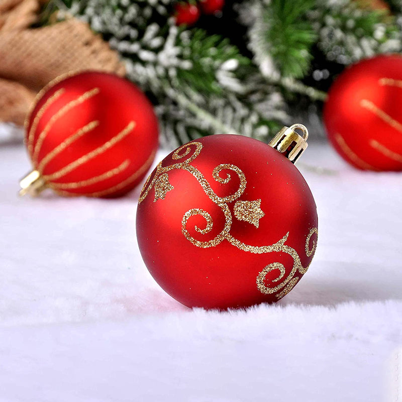 Christmas Ball Ornaments with Hanging Hooks, Multi-Piece Sets
