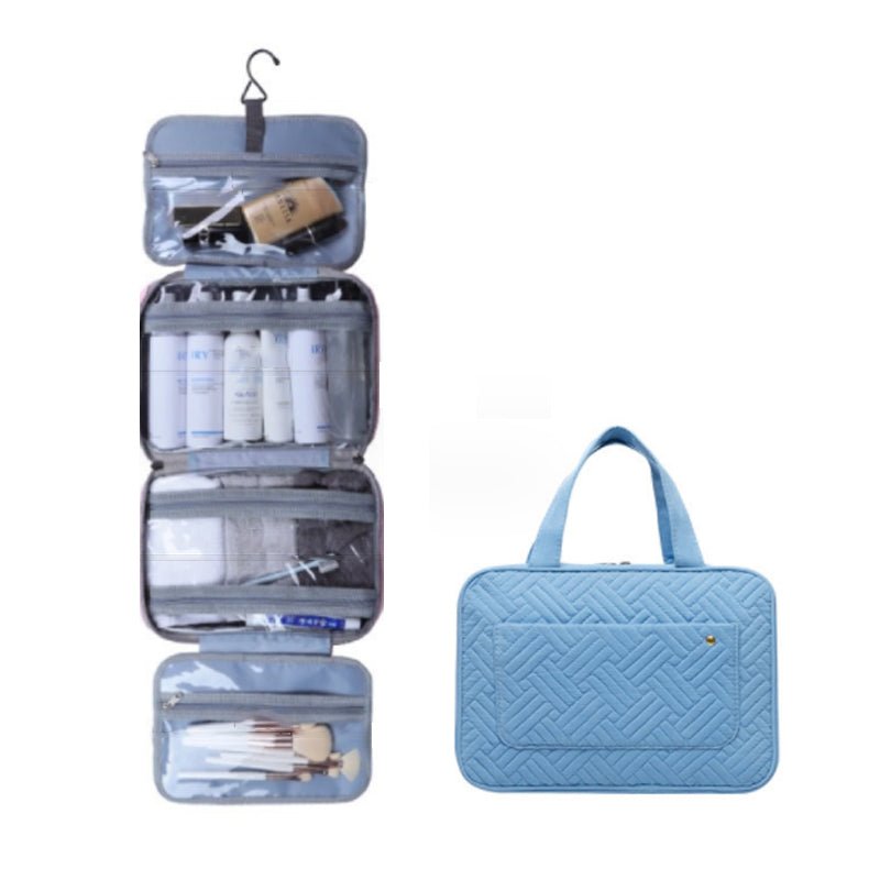 Travelique Travel Cosmetic Organizer | Compact & Water-Repellent | With 4 Compartments & 360° Hook | For Women & Men