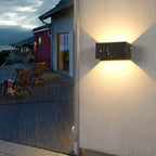 Modern waterproof rectangular LED wall light for outdoor use with up and down lighting