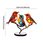 Bird on Branch Metal Painted Desktop Ornament