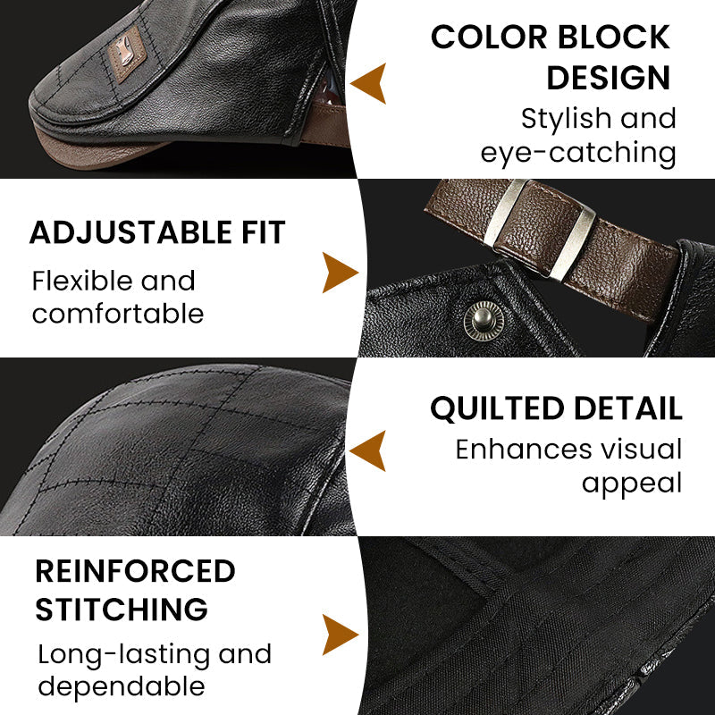 ElderLux Plush Leather Beret | Cozy elegance for a warm winter experience