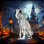 Spooky Skeleton Dog Halloween Decor Statue
