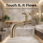 Contemporary Wall-Mounted Bathroom Faucet Cross Handles Stainless Steel Faucet