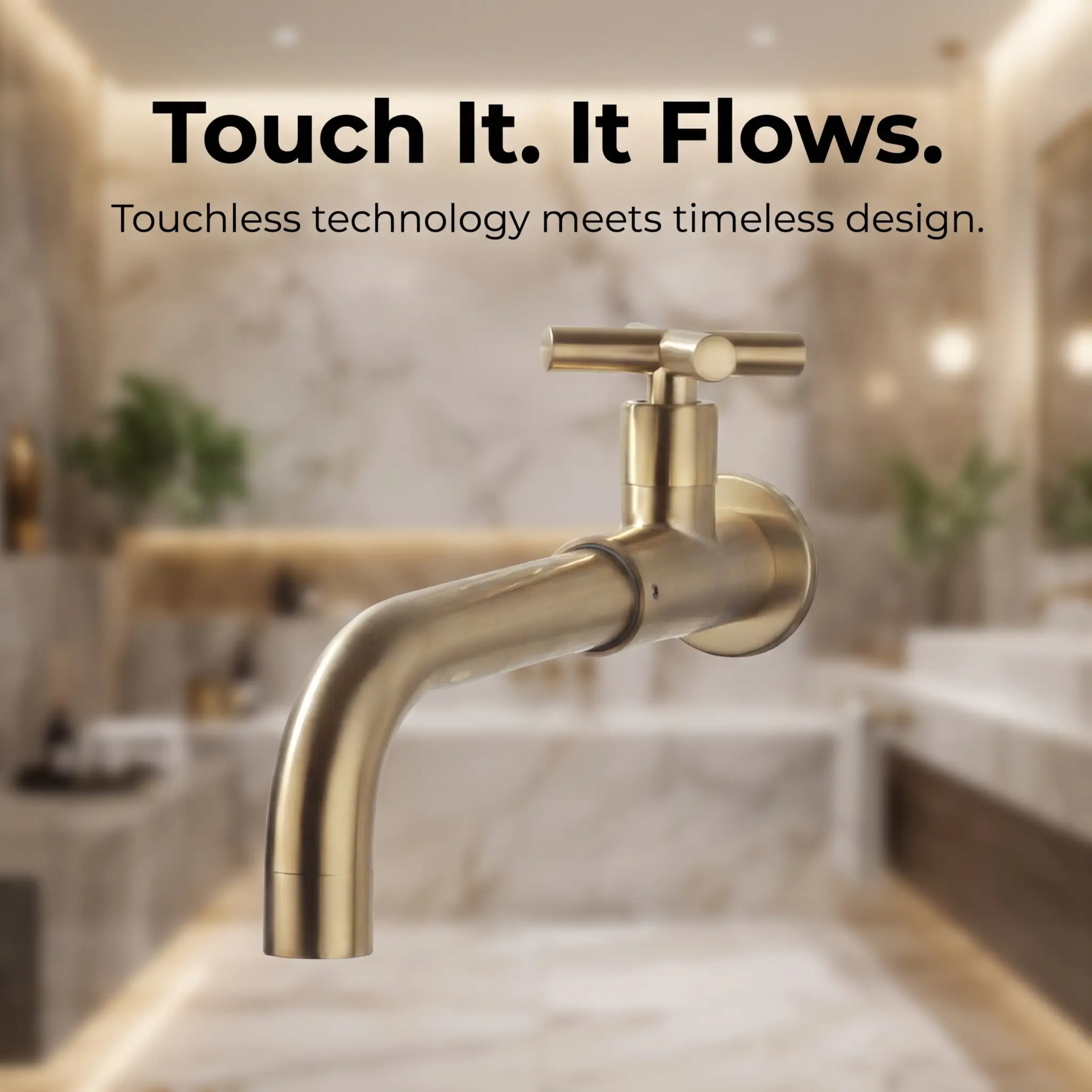 Contemporary Wall-Mounted Bathroom Faucet Cross Handles Stainless Steel Faucet