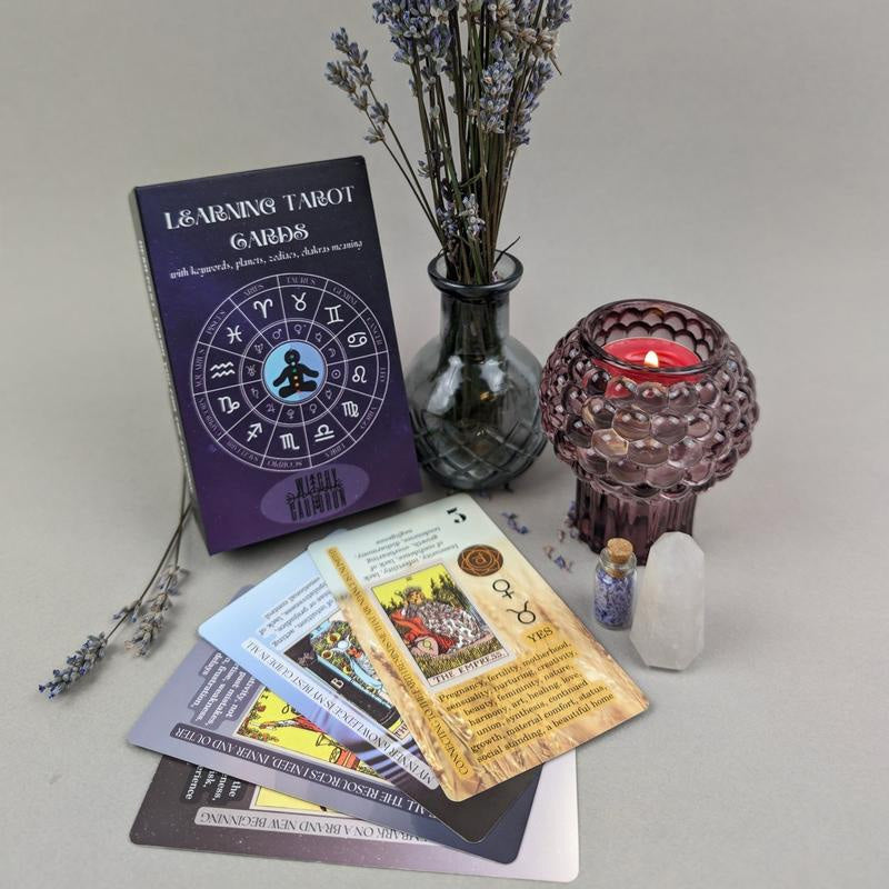 Learning cards Tarot deck with meanings on it