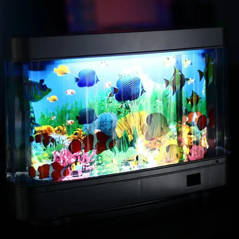 Virtual Ocean Desk Fish Tank with LED Night Light