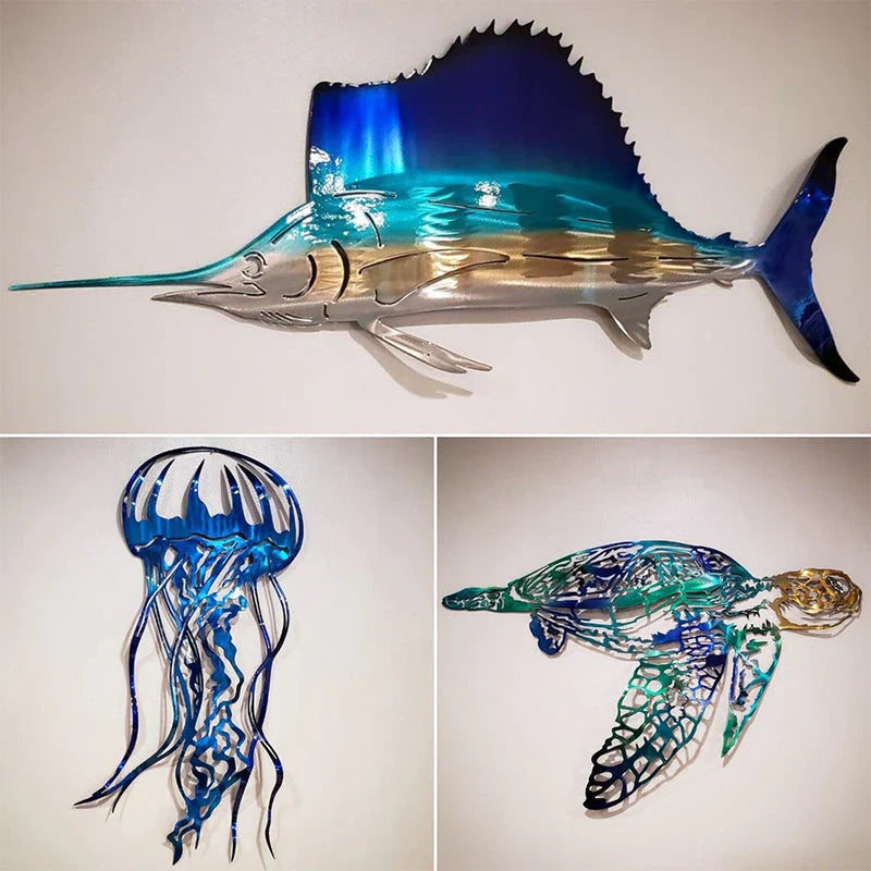 Sea creature ornaments made of metal