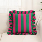 Retro Striped Ruffle Cushion Cover