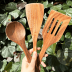 Sustainable wooden cooking utensil set