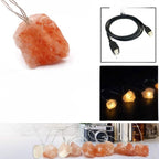 SolaraGleam Himalayan Salt String Lights | Warm Amber Light | Portable Natural Crystal Decoration for Home