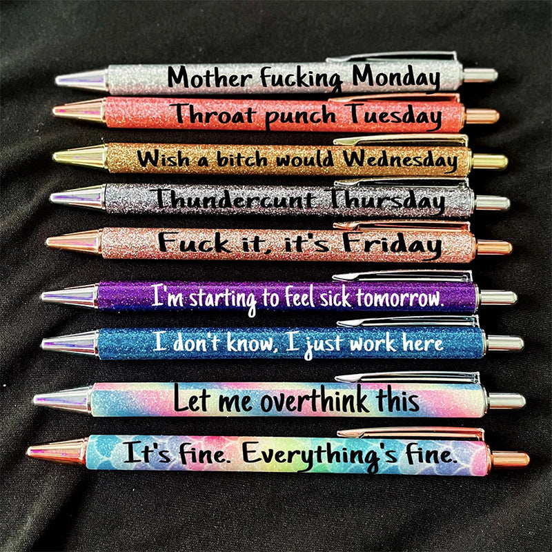 9 Pieces Funny Glitter Ballpoint Pens
