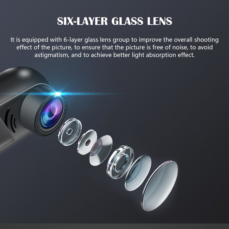 1080P HD Mini ADAS Dashcam with 360° Rotating Function