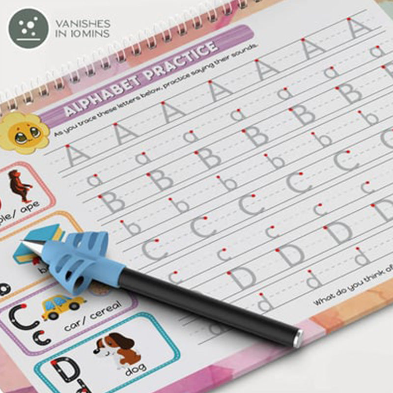 Reusable ribbed handwriting workbooks