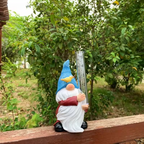 Gnome Garden Statue with Resin Rain Gauge
