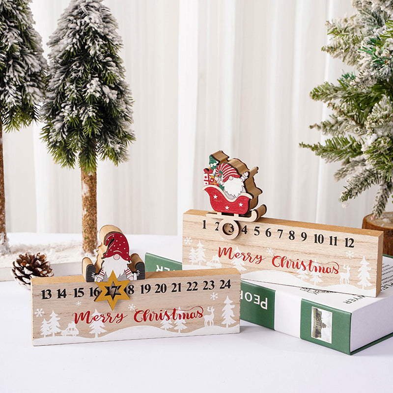 Merry Christmas Wooden Mobile Santa Claus Calendar Ornament