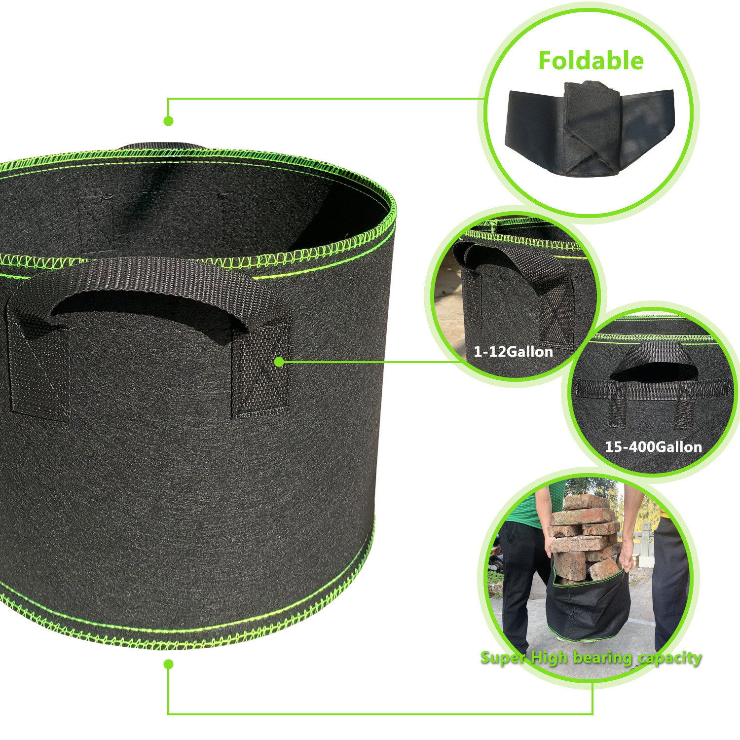 Planting bag made of nonwoven fabric – Robust garden container with handles for plants