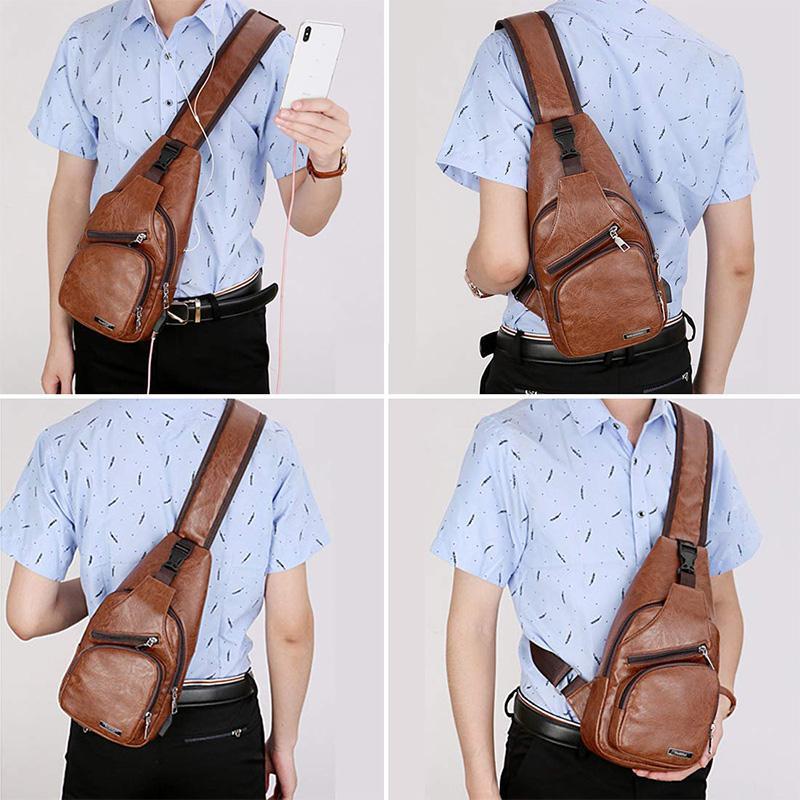 Shoulder bag Crossbody bag for men with USB charging port