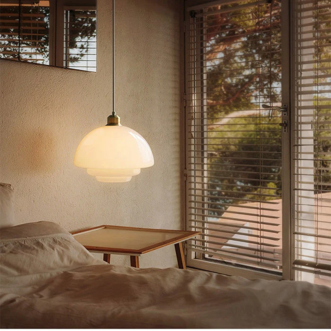 White Glass Pendant Lamp for Dining Room and Kitchen