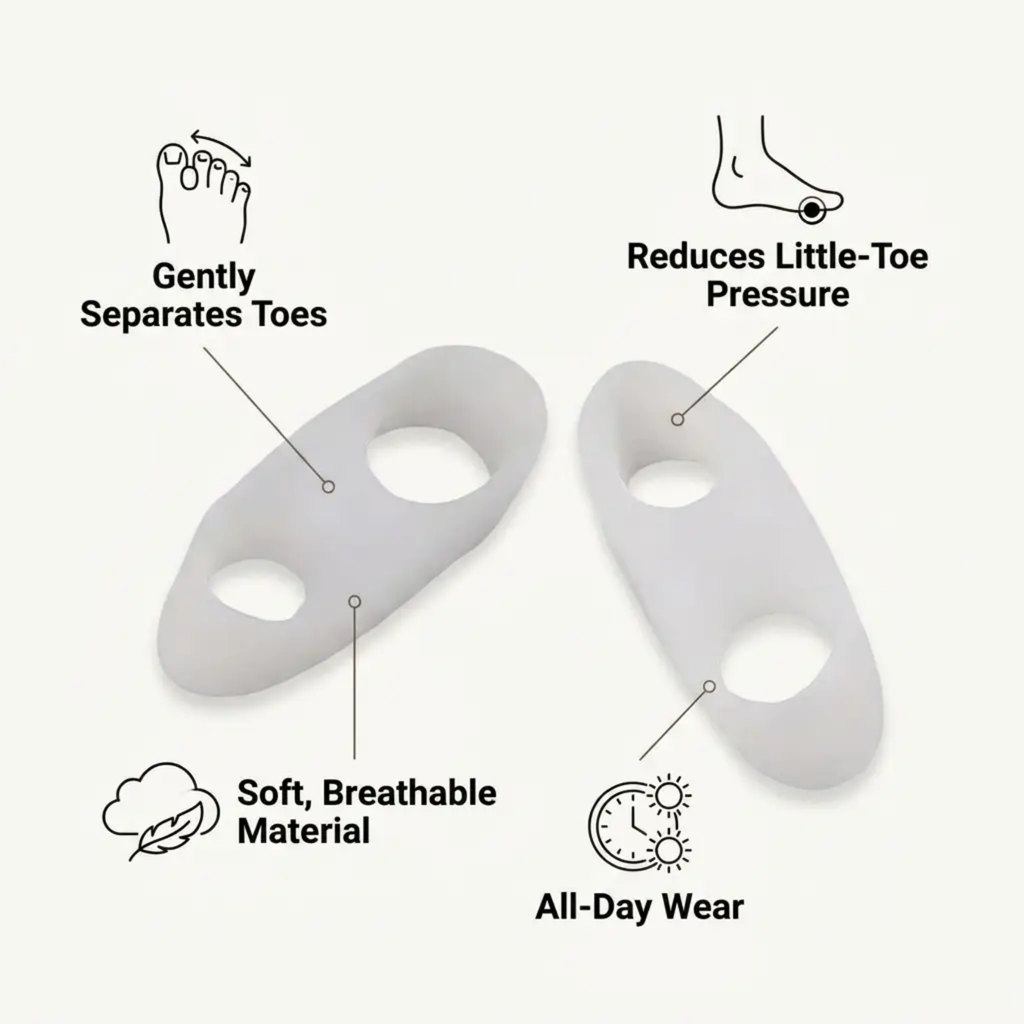 ToeGuard Orthopedic Toe Spacers | Bunionette Corrector - Little Toe Straightener - for Bunions - Hammertoe and Toe Alignment