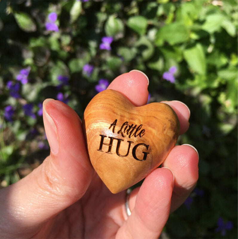 Small Pocket Hug Wooden Heart Token