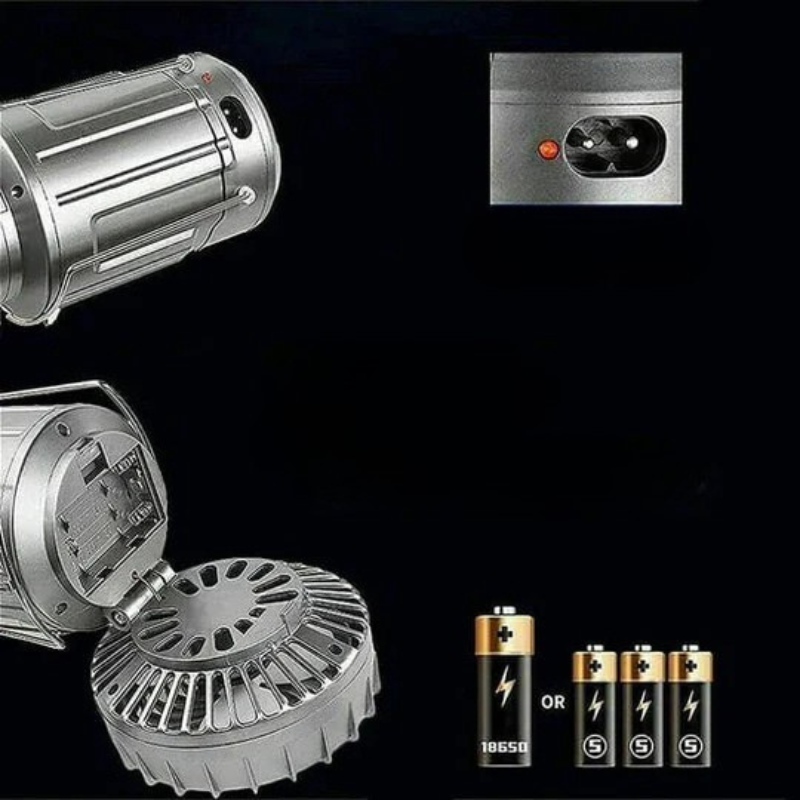 Foldable Light with Built-in Fan and USB Rechargeable Power