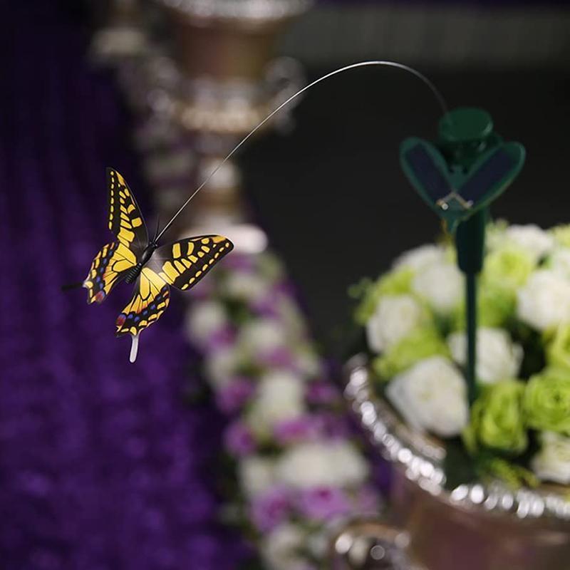 Solar-powered dancing hummingbird and butterfly