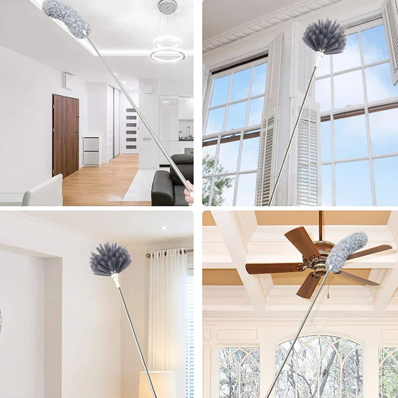 Extendable washable curved microfiber duster