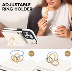 Leather Wallet Case with Ring & Lanyard for iPhone