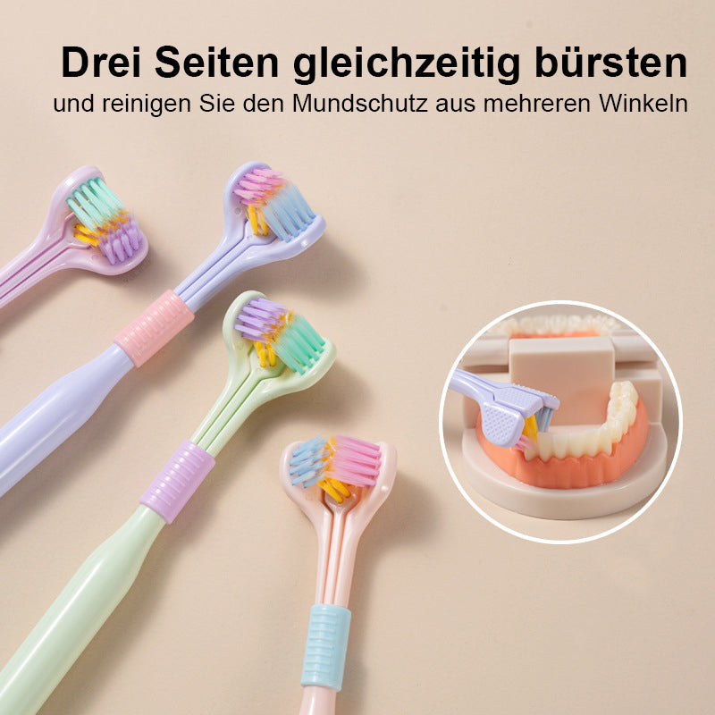 Three-sided soft hair toothbrush