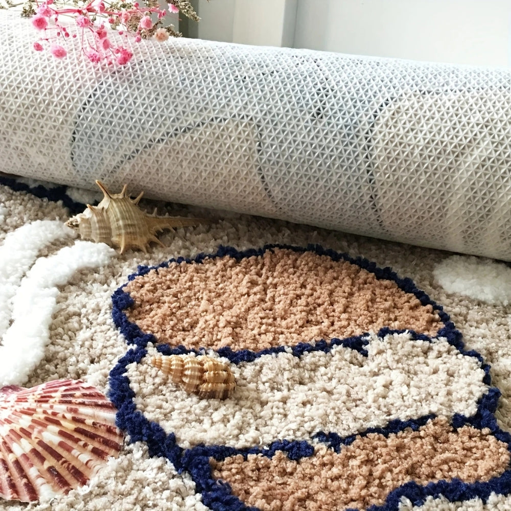 Fluffy Semicircle Non-Slip Bath Mat