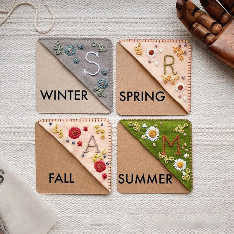 Personalized hand-stitched corner bookmark