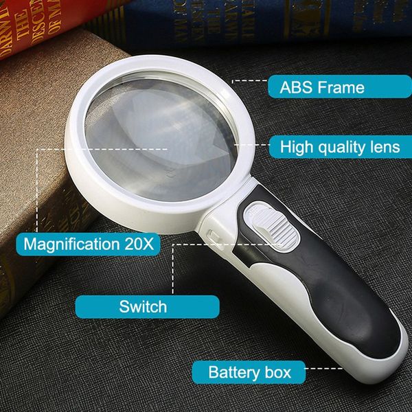 20X magnifying glass with LED light