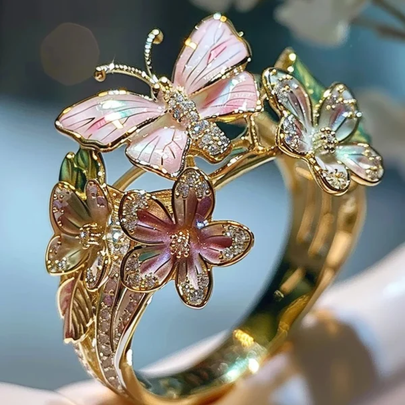 Butterfly flower ring