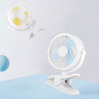Portable Clamp Fan with 360° Rotation – USB & Rechargeable Battery